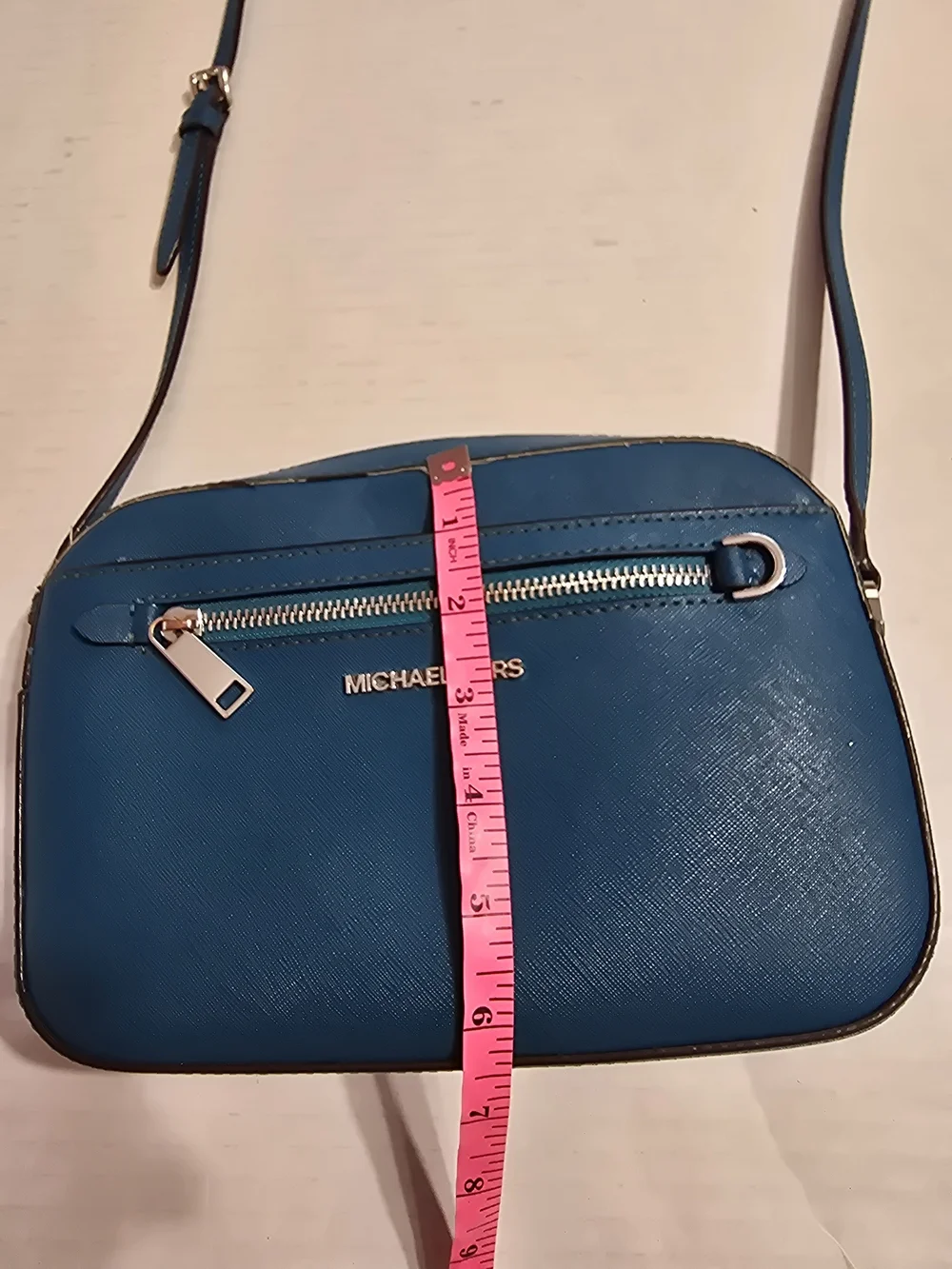 Michael Kors Jet Set Teal Blue Saffiano Leather Crossbody Bag